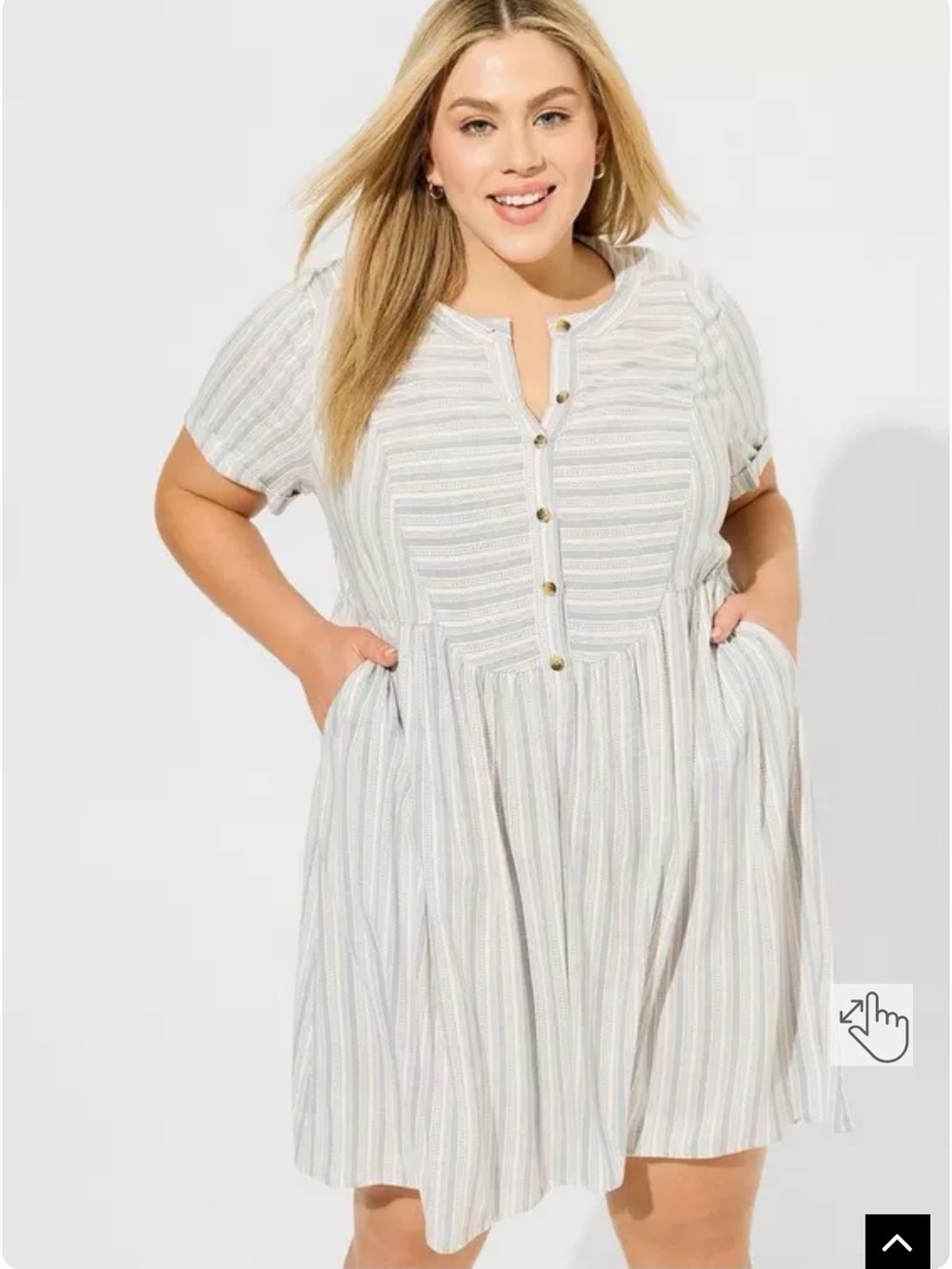 Torrid Blue Stripe Mini Dress Size 2 NWT Fit & Flare Pockets Slub
